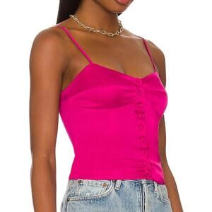 Camila Coelho Polly‎ Top Very Berry Fuchsia Pink Cami Button Front Sz S